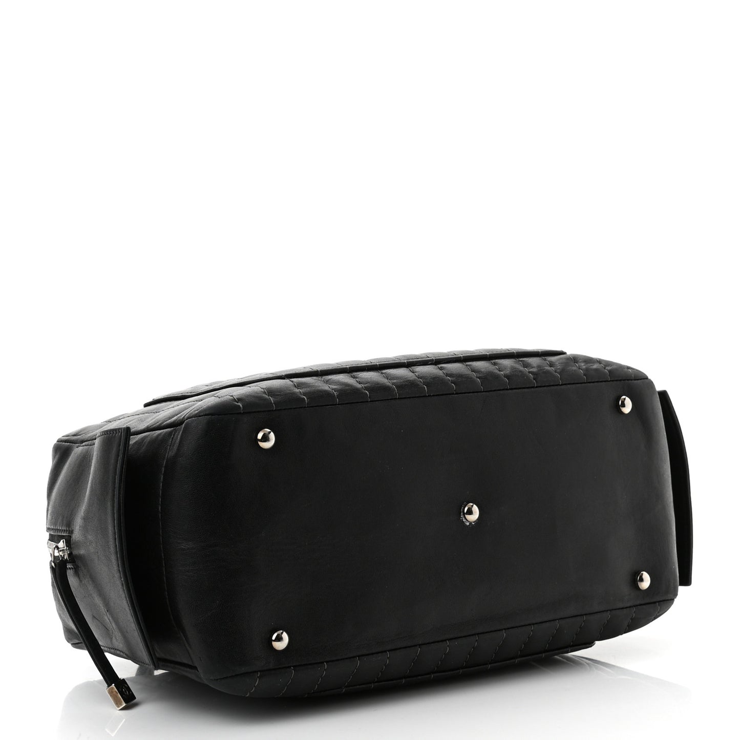 Lambskin Vertical Quilted Mademoiselle Satchel Black