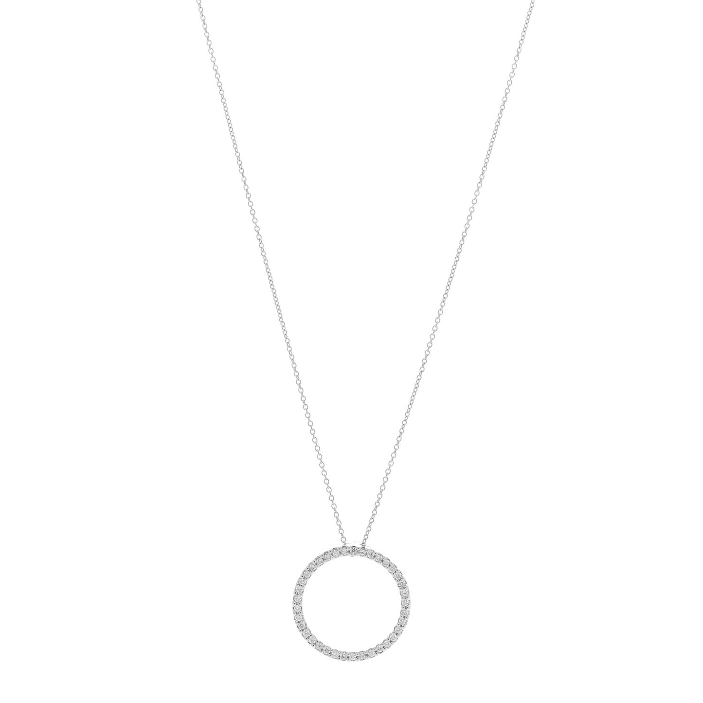 18K White Gold Diamond Medium Tiny Treasures Circle Pendant Necklace
