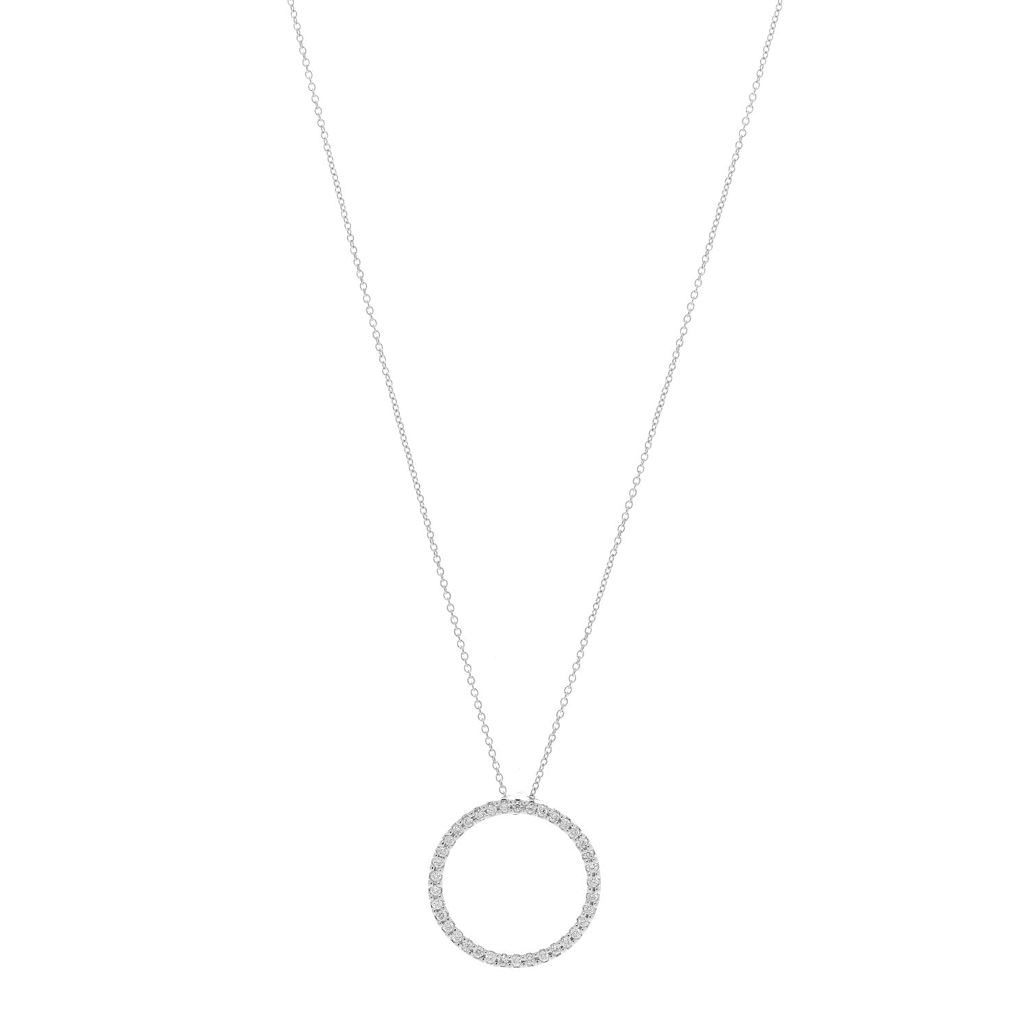 Roberto Coin 18K White Gold Diamond Medium Tiny Treasures Circle Pendant Necklace 1 of 5