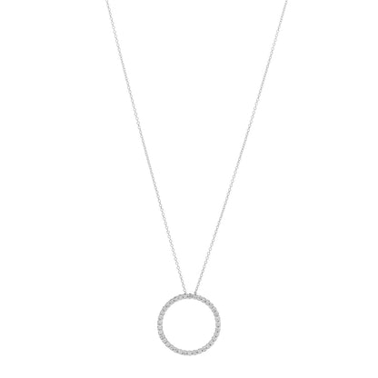 Roberto Coin 18K White Gold Diamond Medium Tiny Treasures Circle Pendant Necklace 1 of 5