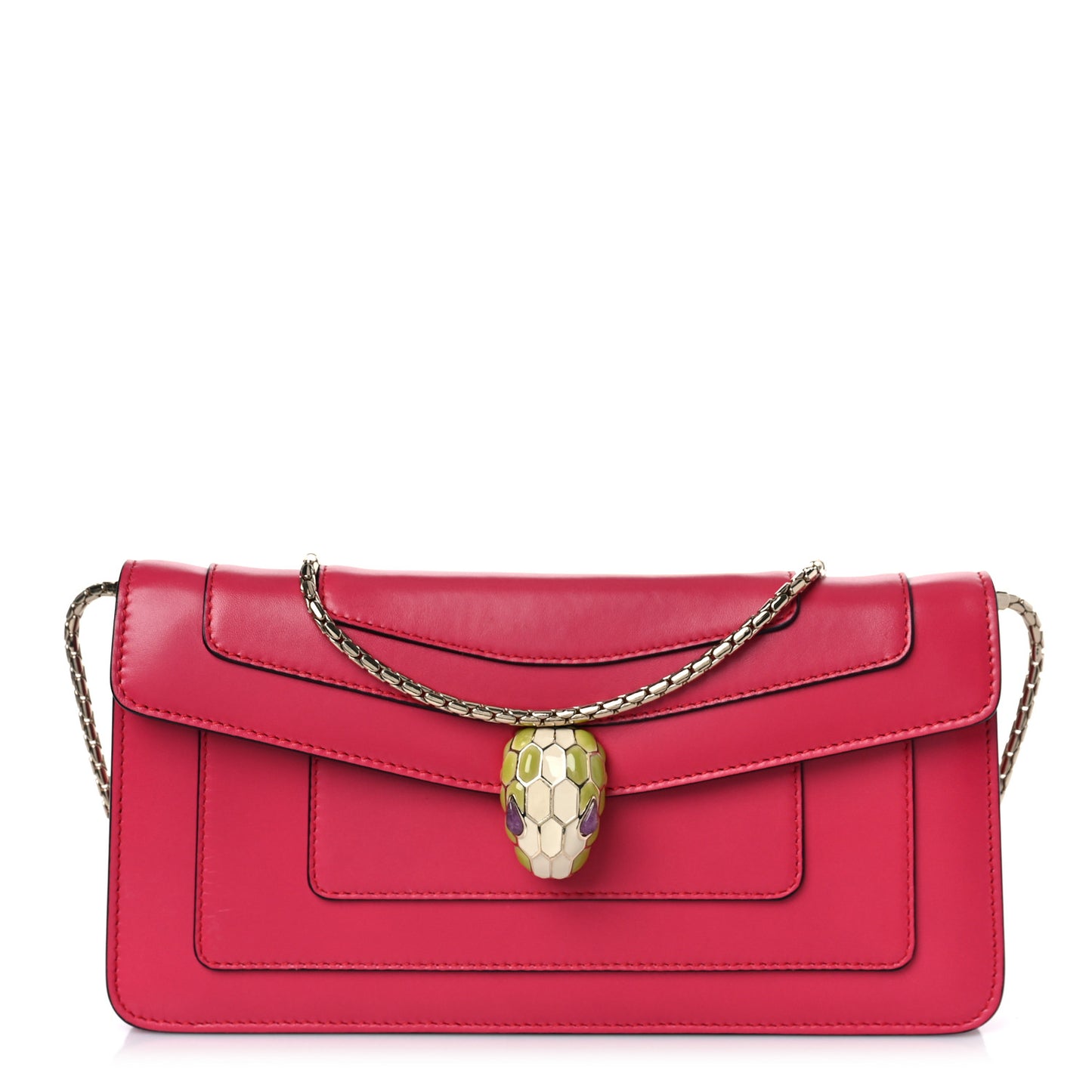 Calfskin Serpenti Forever Flap Clutch Ruby Red