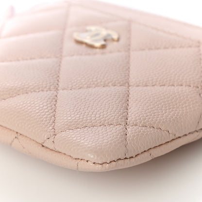Chanel Caviar Quilted Zip Card Holder Wallet Light Beige 10 of 11