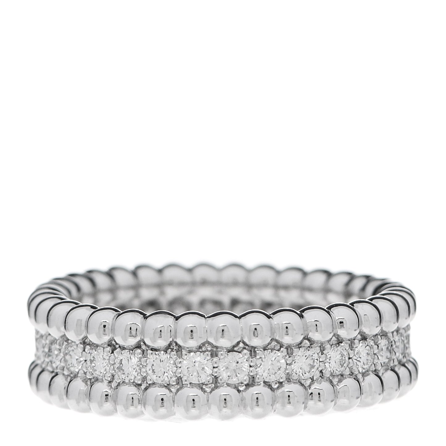 18K White Gold Diamond Perlee 1 Row Ring 51 5.75