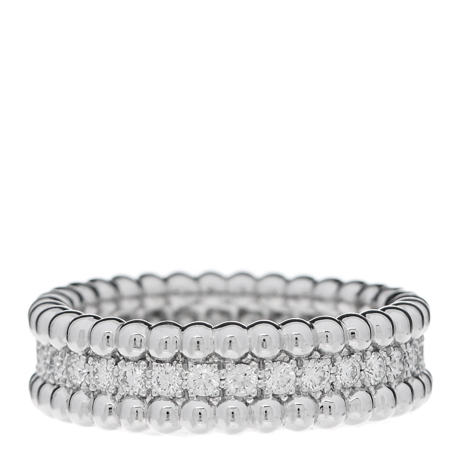 Van Cleef & Arpels 18K White Gold Diamond Perlee 1 Row Ring 51 5.75 3 of 6