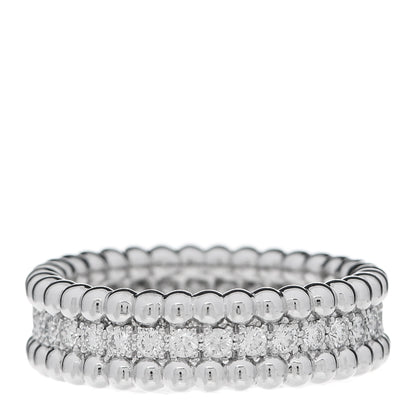 Van Cleef & Arpels 18K White Gold Diamond Perlee 1 Row Ring 51 5.75 3 of 6