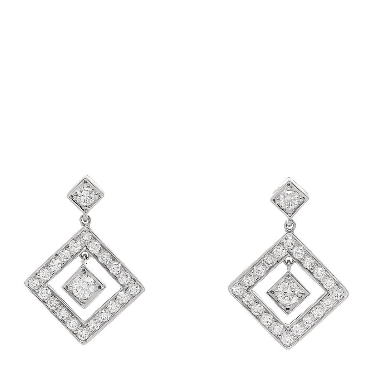 Platinum Diamond Legacy Square Open Drop Earrings