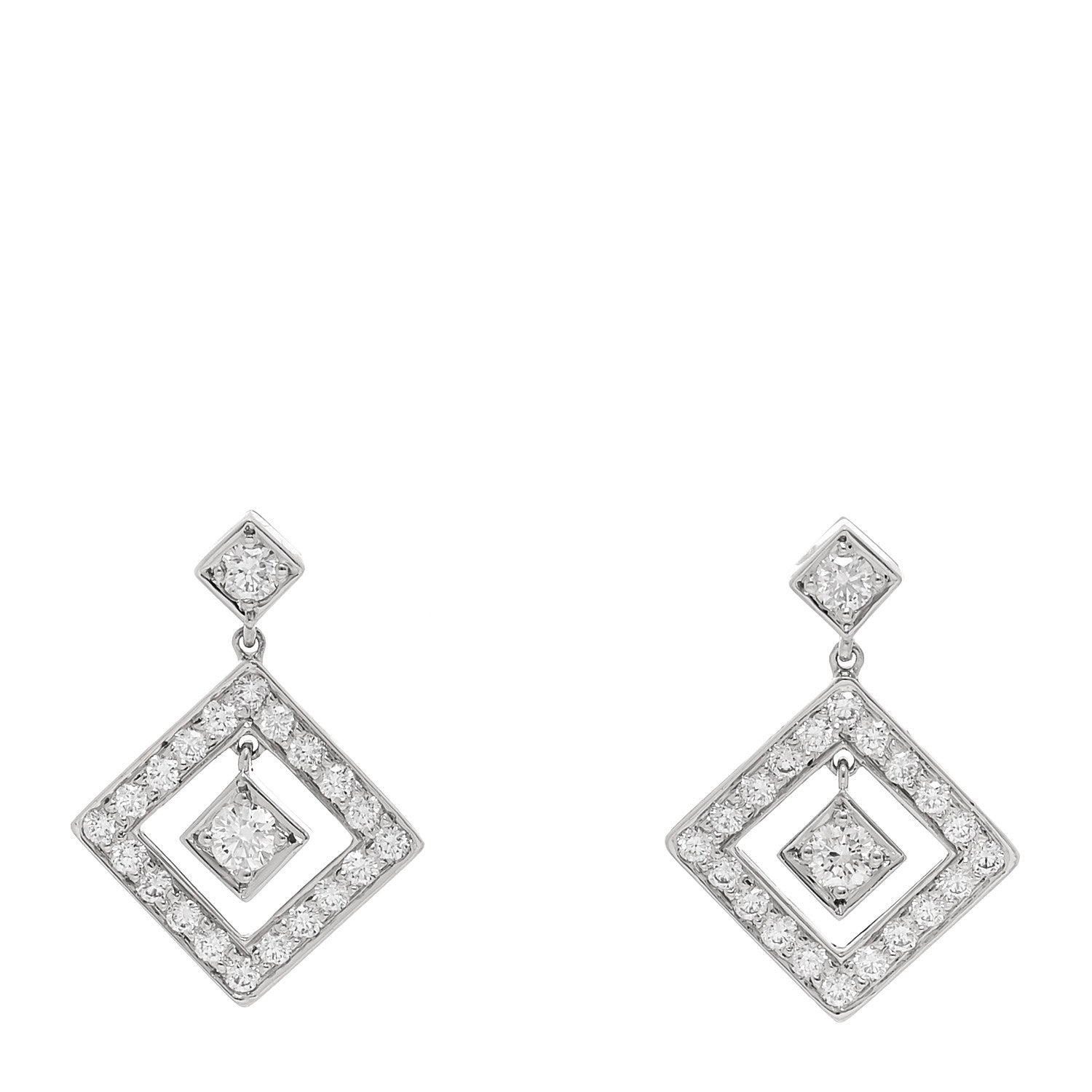 Tiffany Platinum Diamond Legacy Square Open Drop Earrings 1 of 5