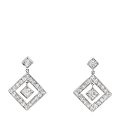 Tiffany Platinum Diamond Legacy Square Open Drop Earrings 1 of 5