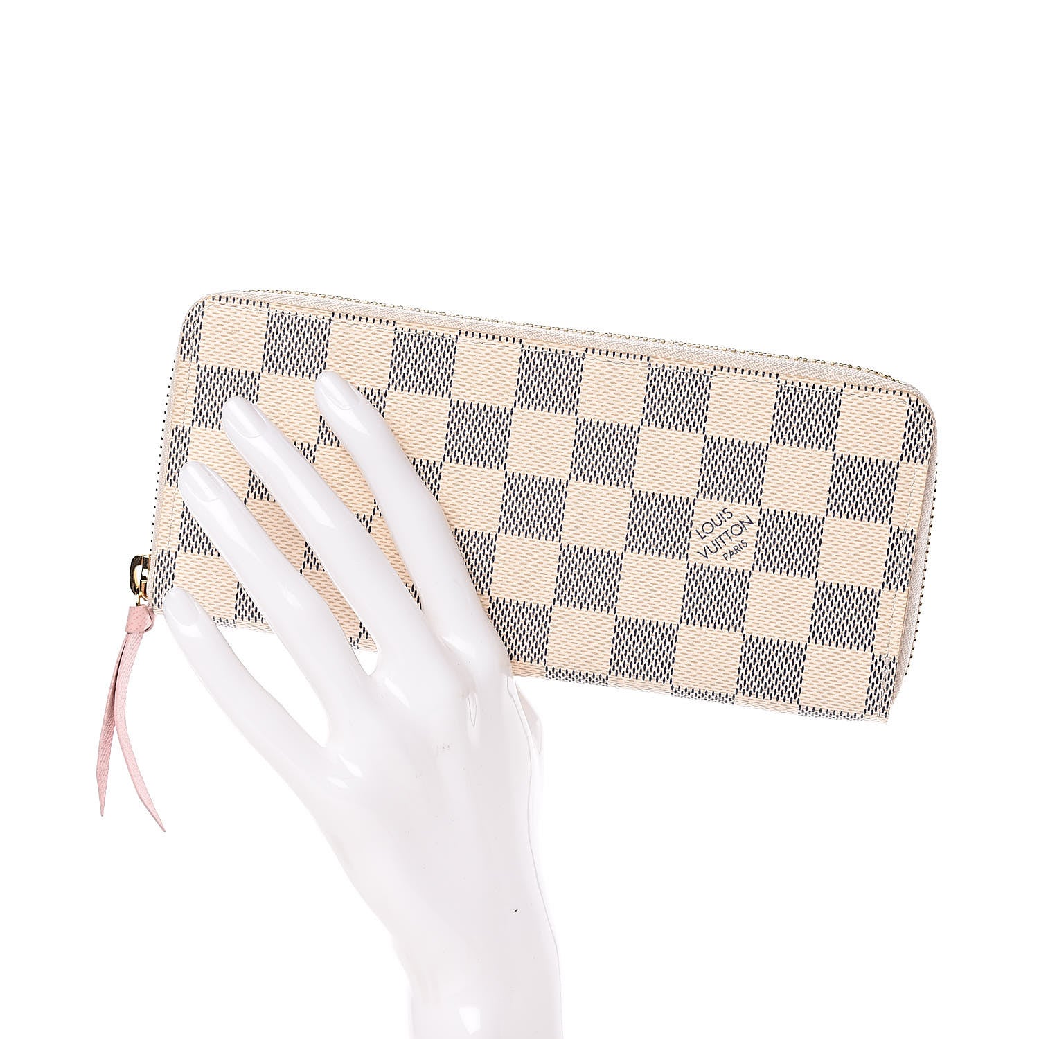 Louis Vuitton Damier Azur Clemence Wallet Rose Ballerine 2 of 9