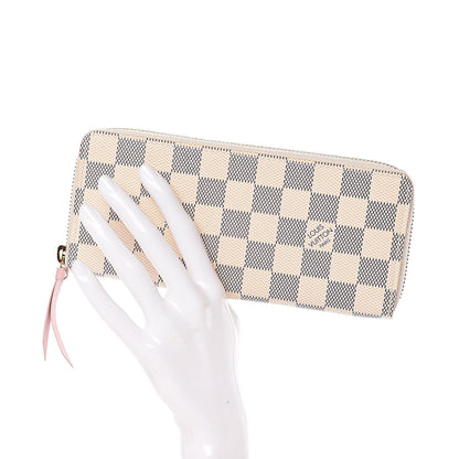 Louis Vuitton Damier Azur Clemence Wallet Rose Ballerine 2 of 9