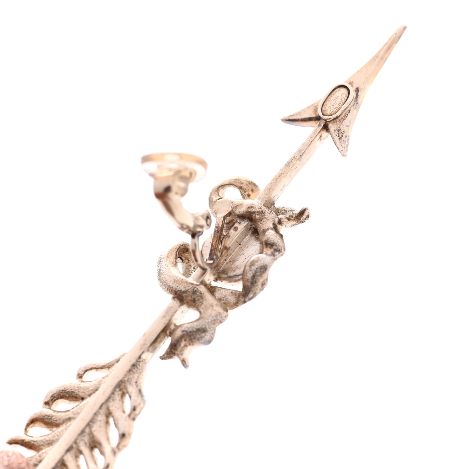 Chanel Crystal Pearl CC Arrow Clip On Earrings Gold 6 of 8