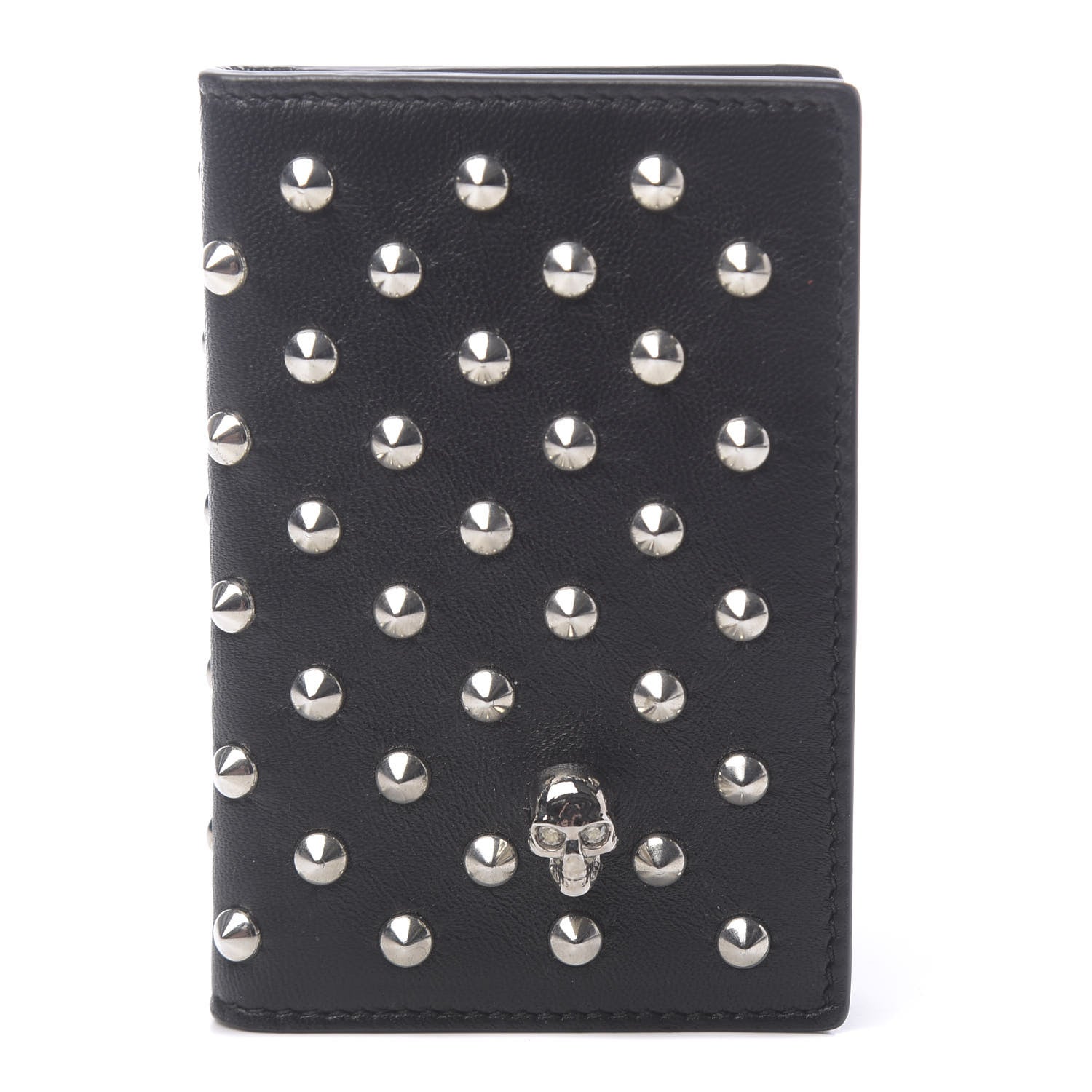 Alexander McQueen Calfskin Studded Skull Card Holder Black 1 of 6