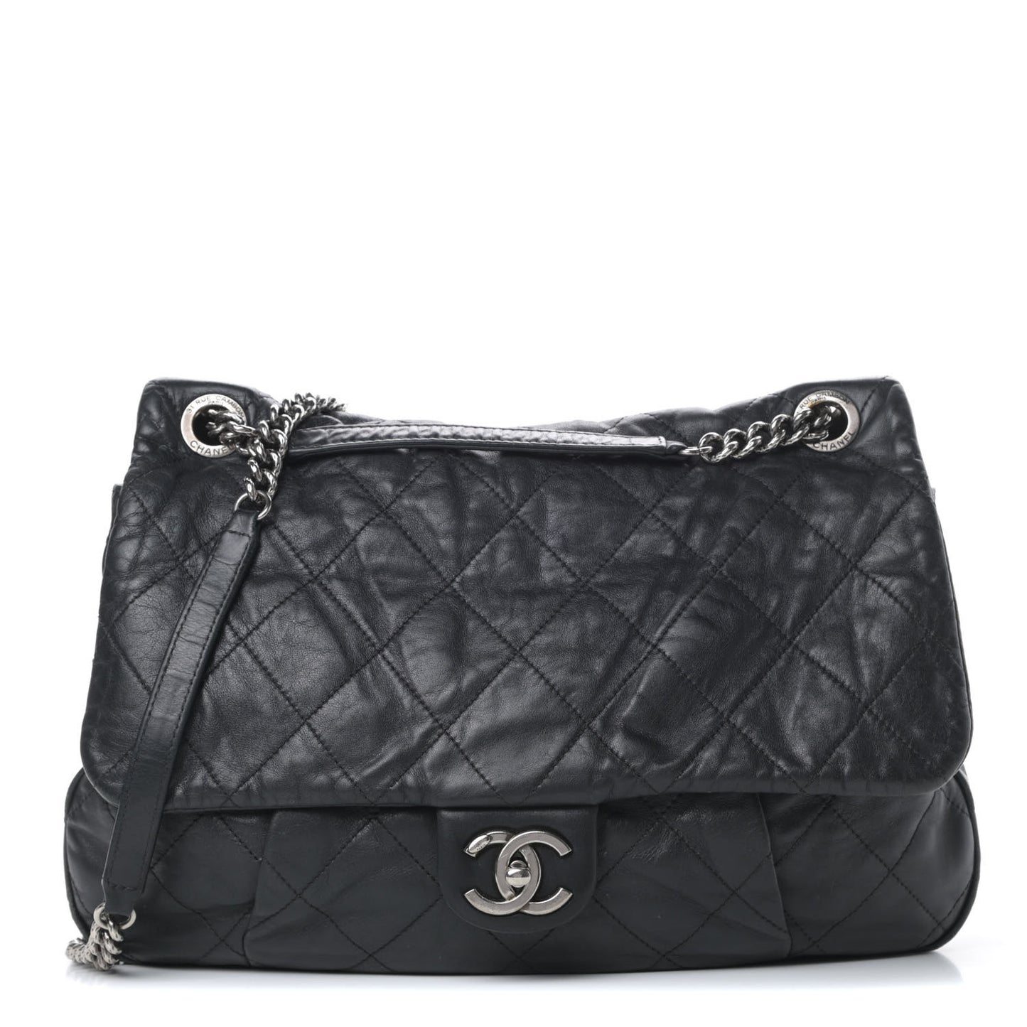 Calfskin Coco Pleats Flap Black