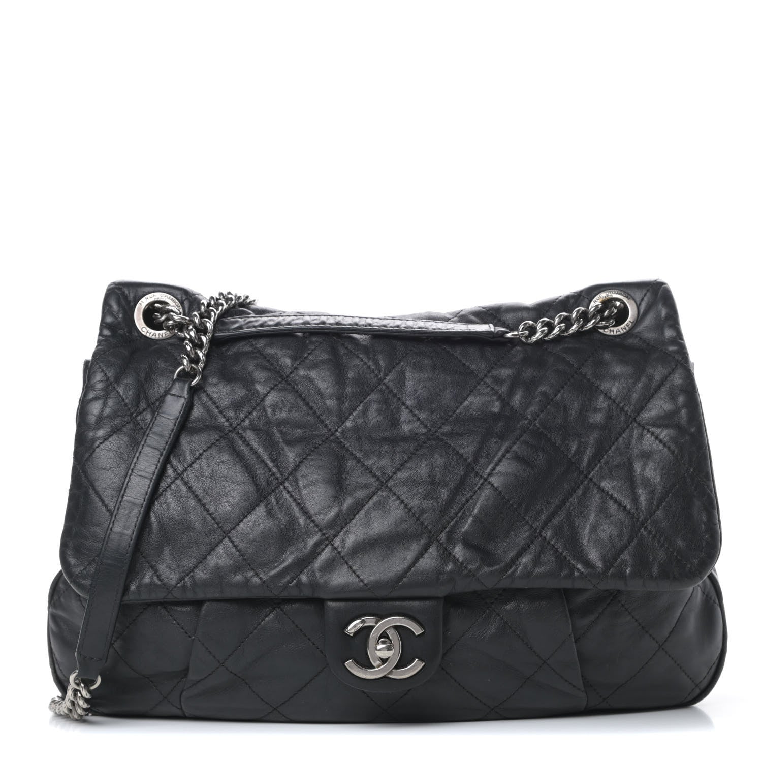 Chanel Calfskin Coco Pleats Flap Black 1 of 17