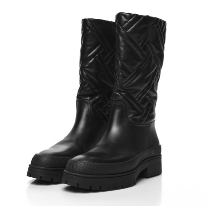 Hermes Suede Goatskin Quilted Fuji Boots 38.5 Black 3 of 7