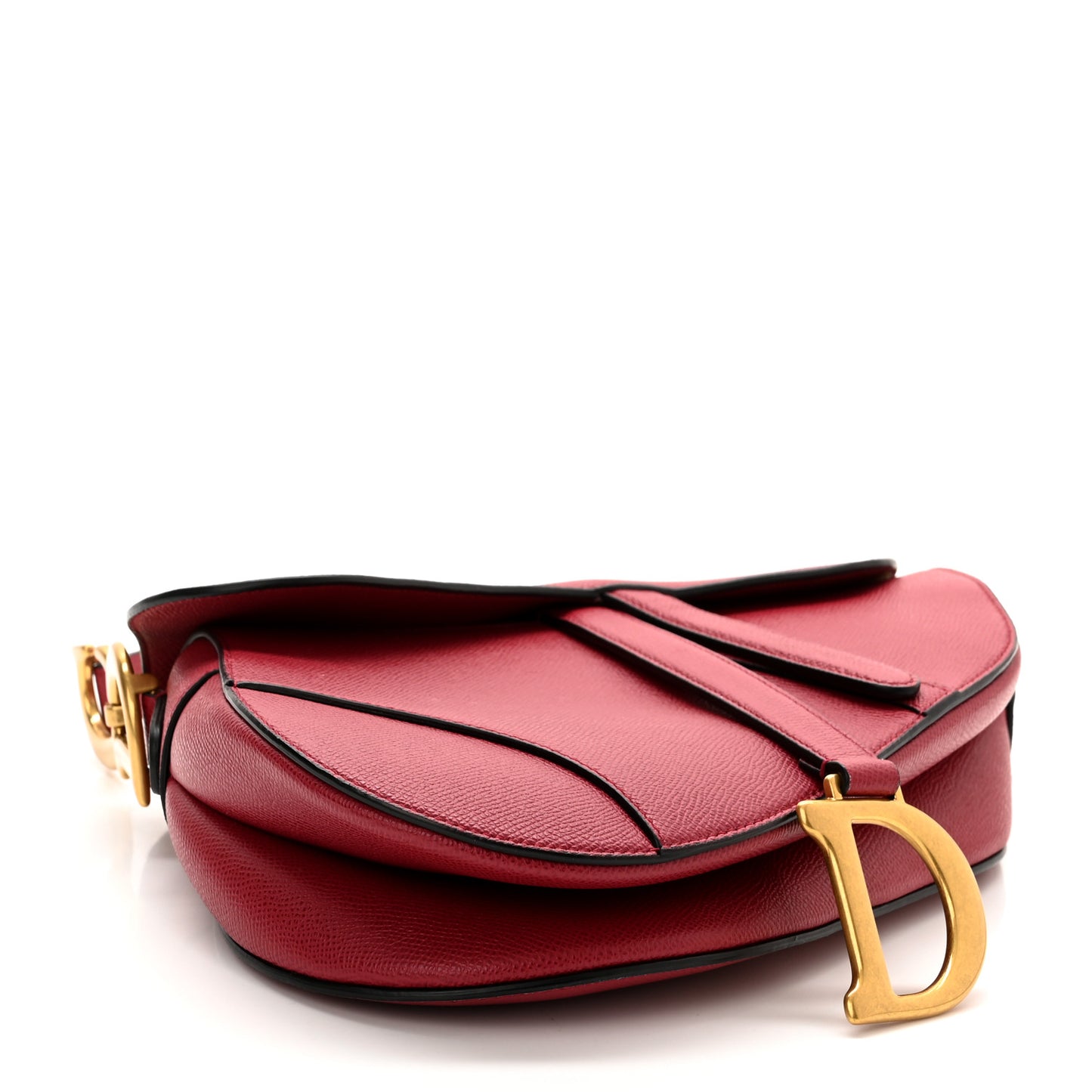 Grained Calfskin Saddle Bag Red