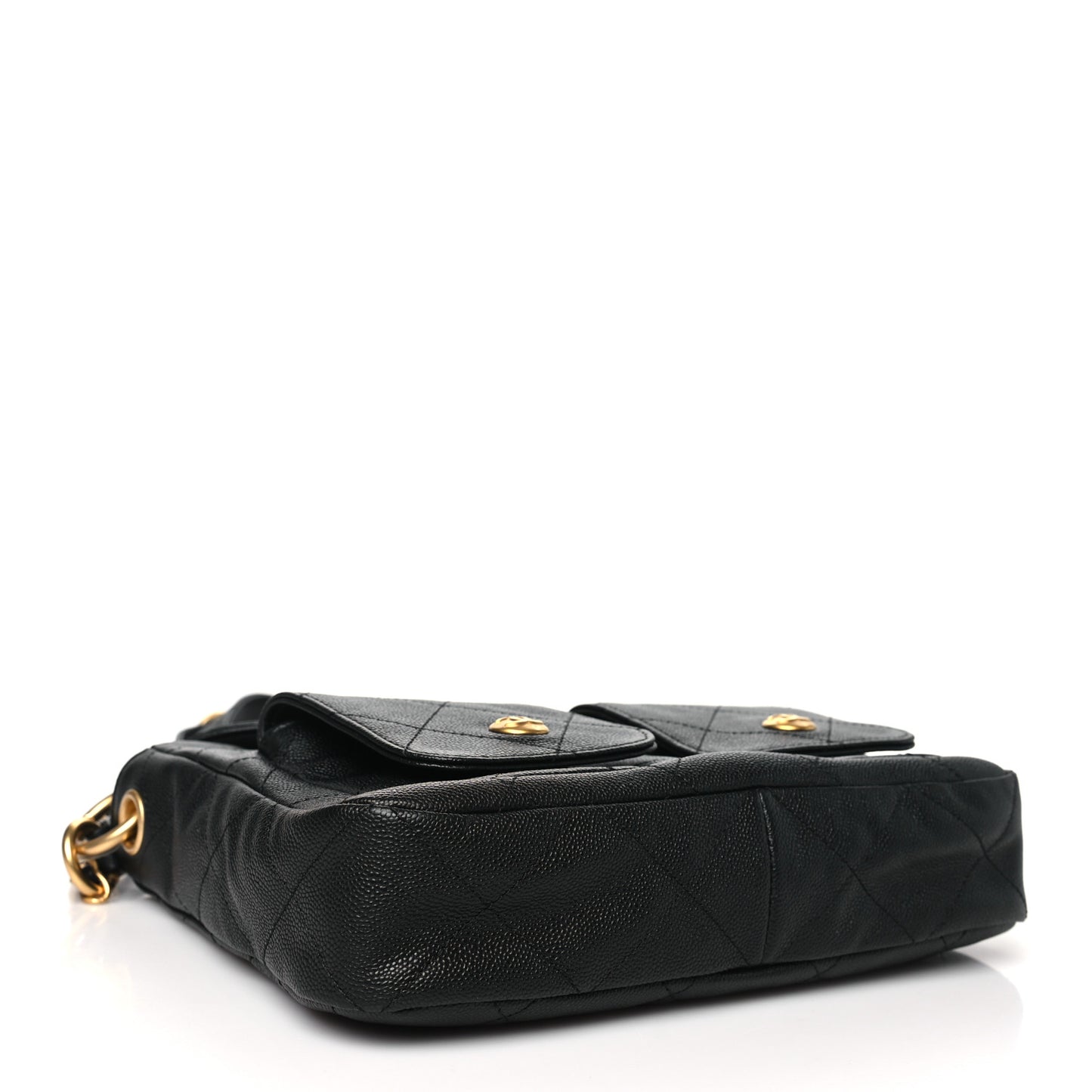 Caviar Quilted Small Supple Twins Hobo Bag Black