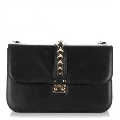 Valentino Garavani Vitello Medium Glam Lock Rockstud Flap Black 1 of 6