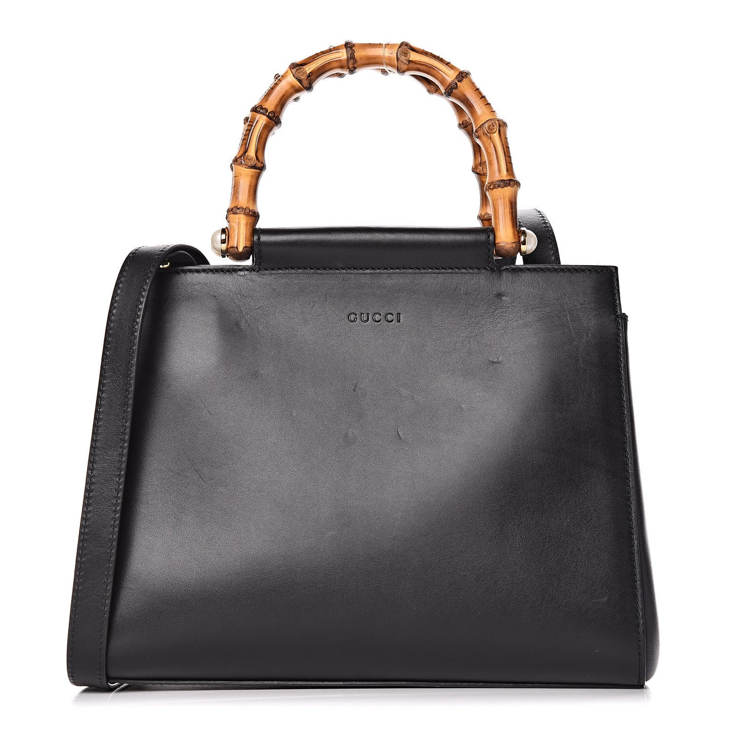 Nappa Bamboo Small Nymphaea Top Handle Bag Black