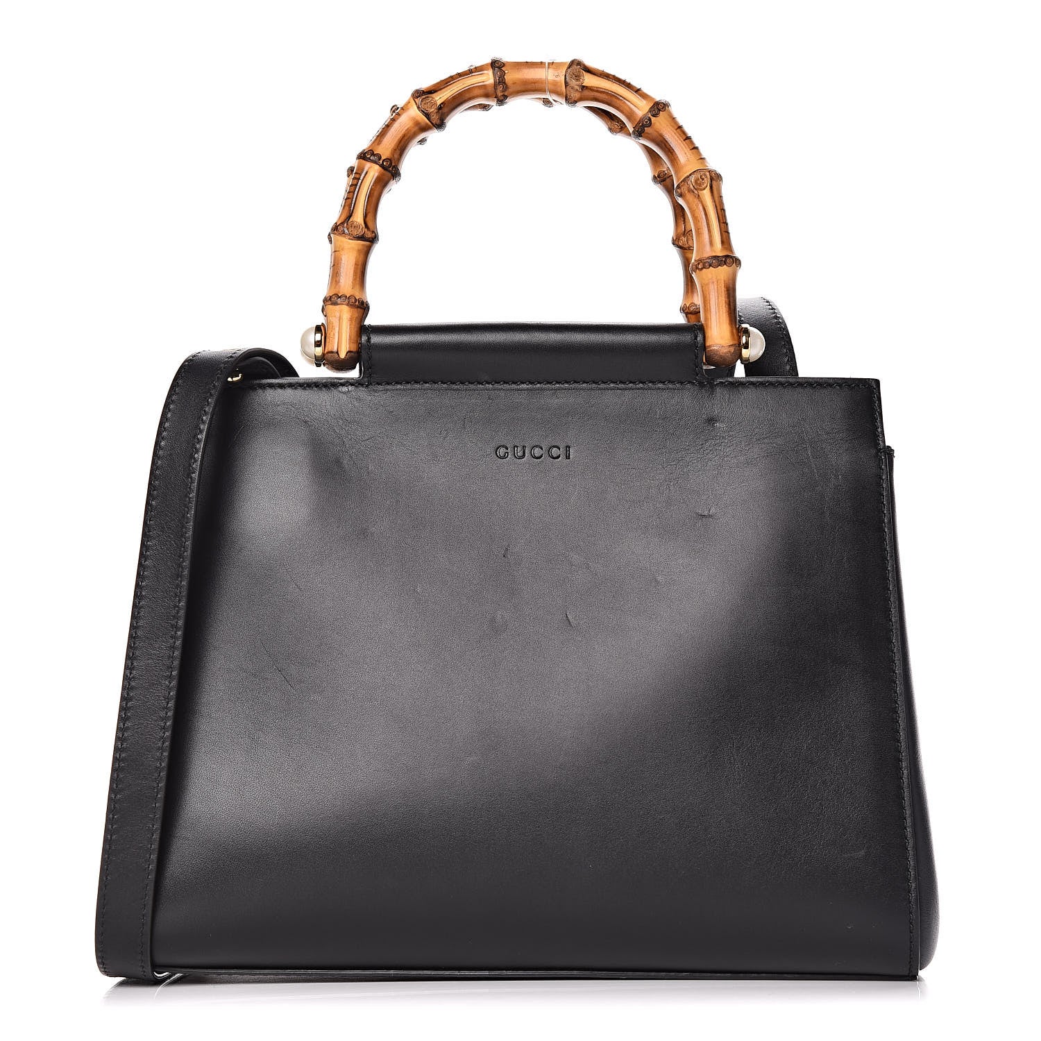 Gucci Nappa Bamboo Small Nymphaea Top Handle Bag Black 1 of 16