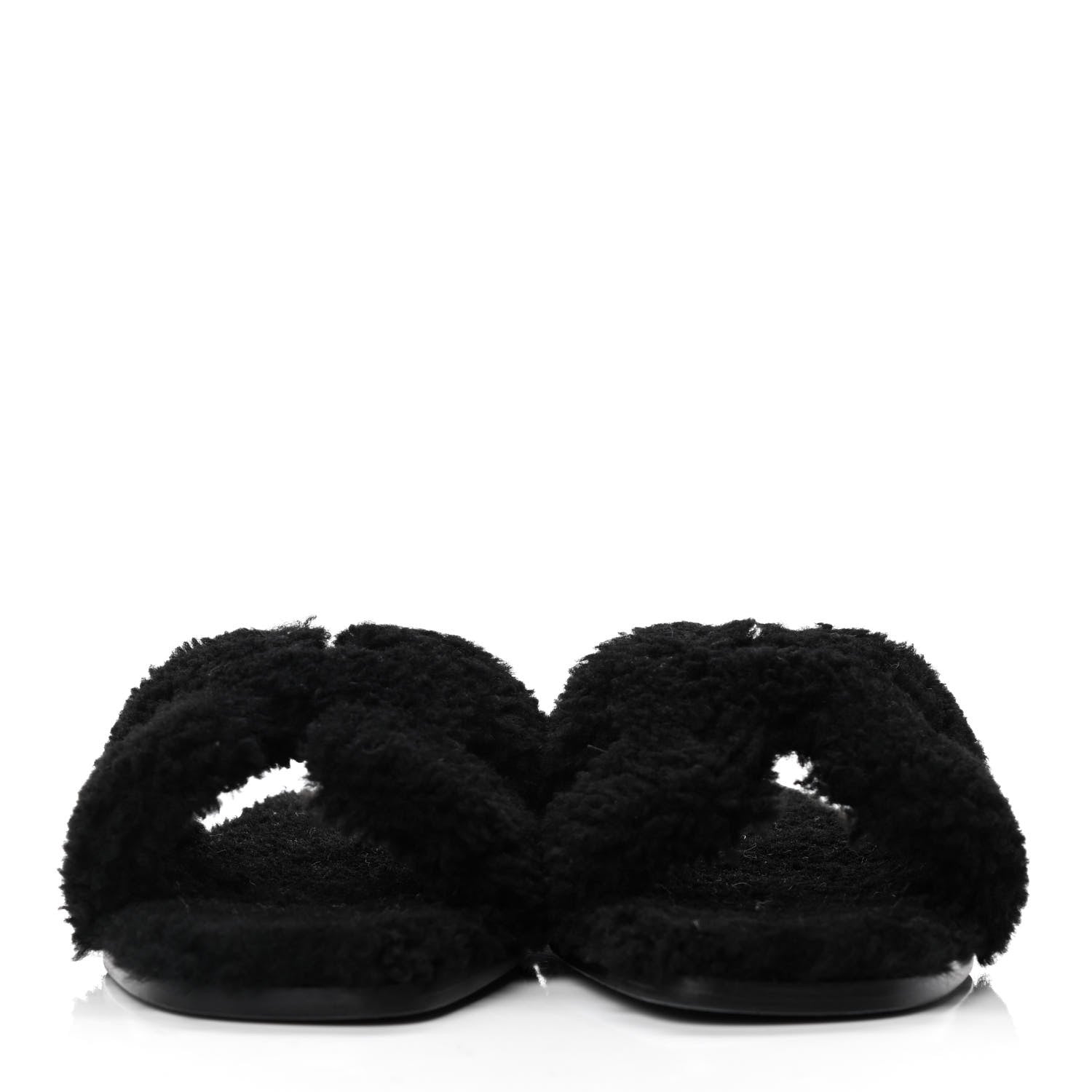Hermes Woolskin Oran Sandals 37 Black 2 of 4