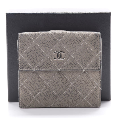 Chanel Iridescent Caviar Quilted Compact French Flap Wallet Grey 16 of 16