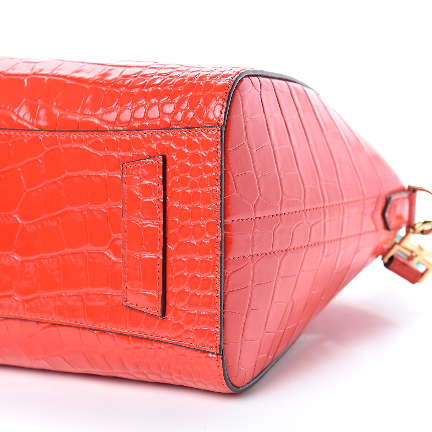 Calfskin Crocodile Embossed Small Antigona Red