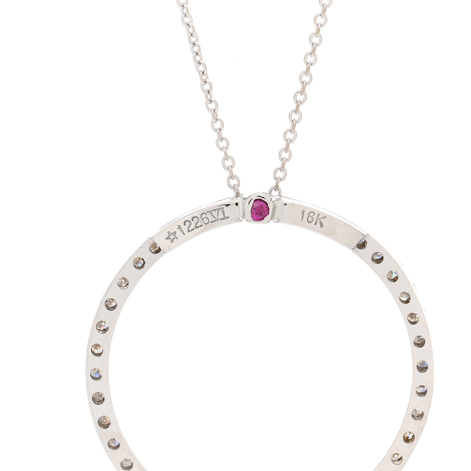 Roberto Coin 18K White Gold Diamond .73ctw Circle Pendant Necklace 4 of 4