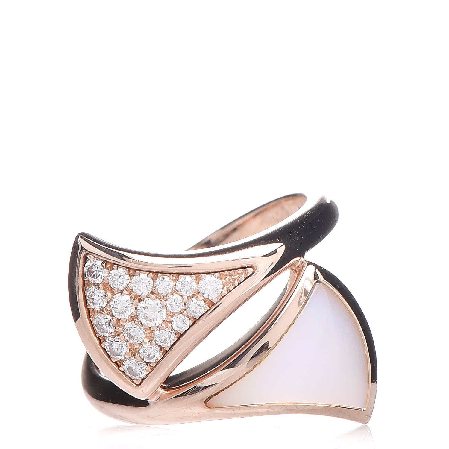 Bulgari 18K Rose Gold Mother of Pearl Diamond Divas' Dream Ring 54 6.75 1 of 7