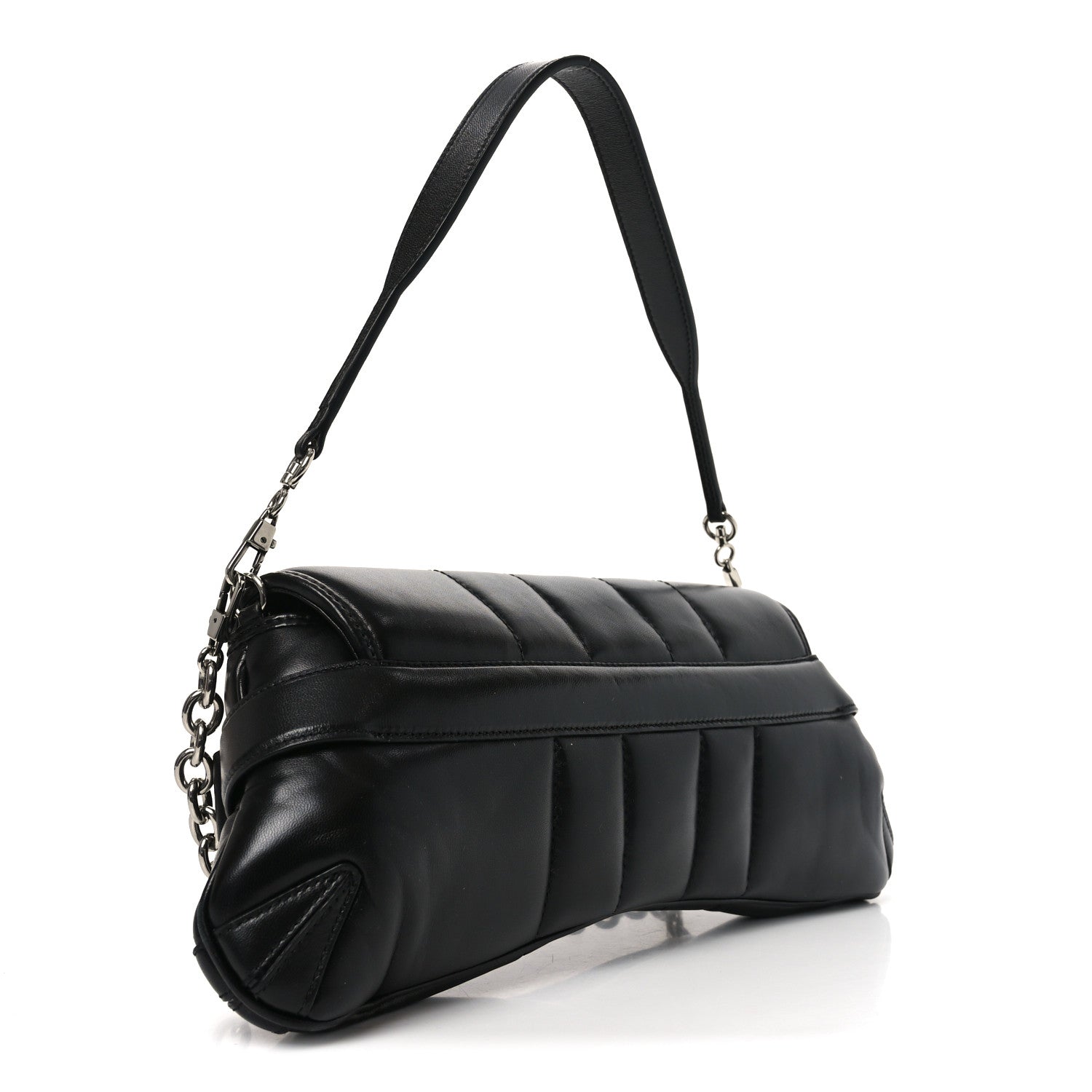 Gucci Nappa Vertical Matelasse Medium Maxi Horsebit Chain Shoulder Bag Black 5 of 19