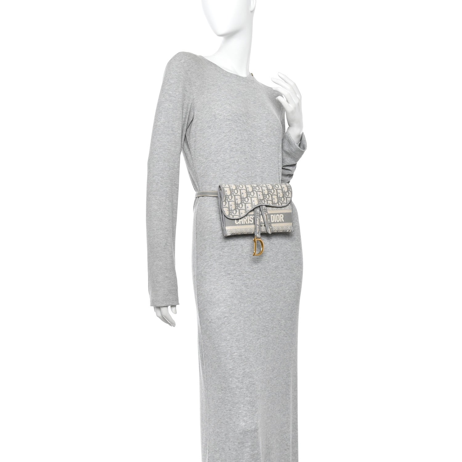 Christian Dior Oblique Slim Saddle Pouch Grey Grey 2 of 11