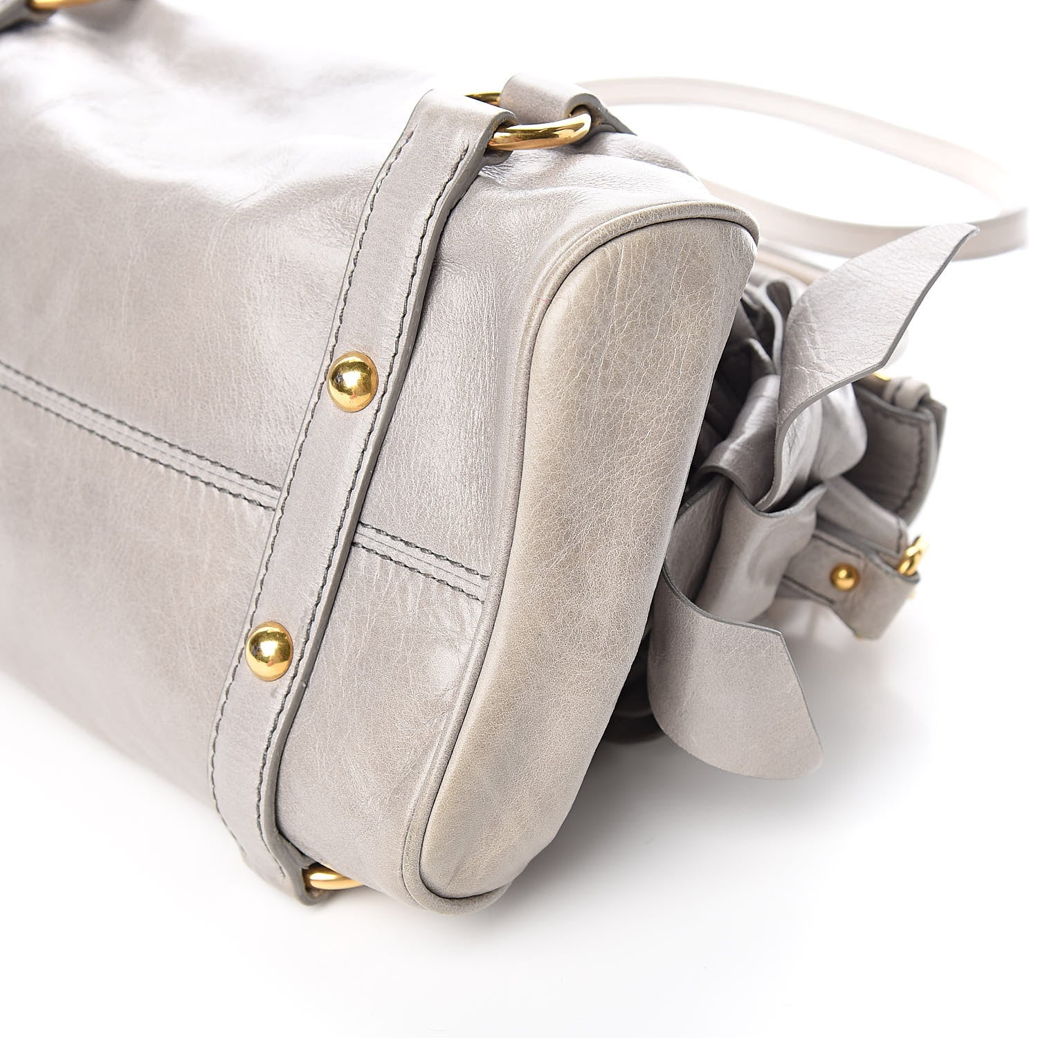 Miu Miu Vitello Lux Bow Bag Grey 8 of 9