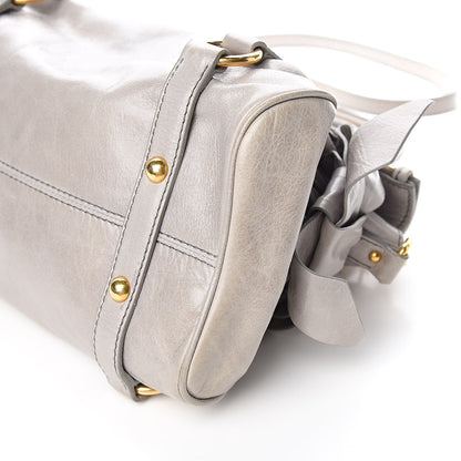 Miu Miu Vitello Lux Bow Bag Grey 8 of 9