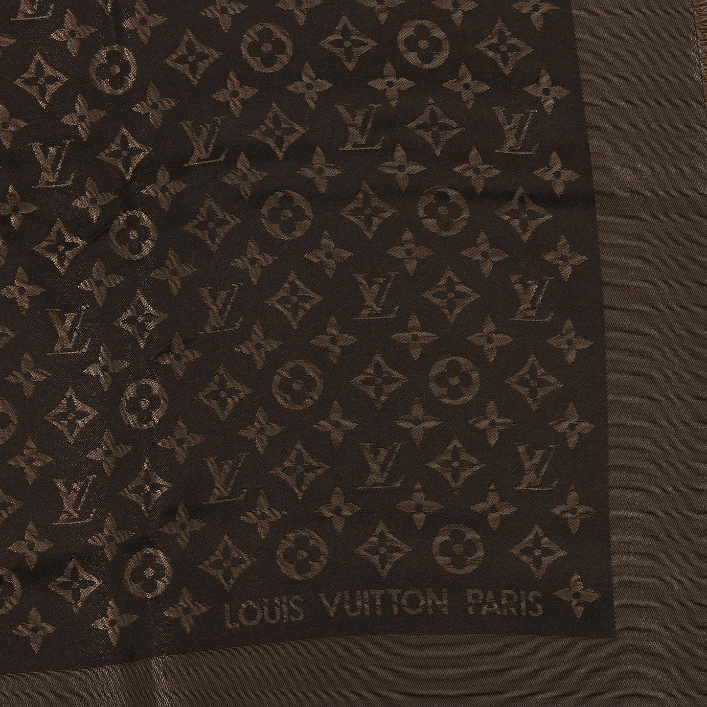 Silk Lurex Wool Monogram Shine Shawl Brown