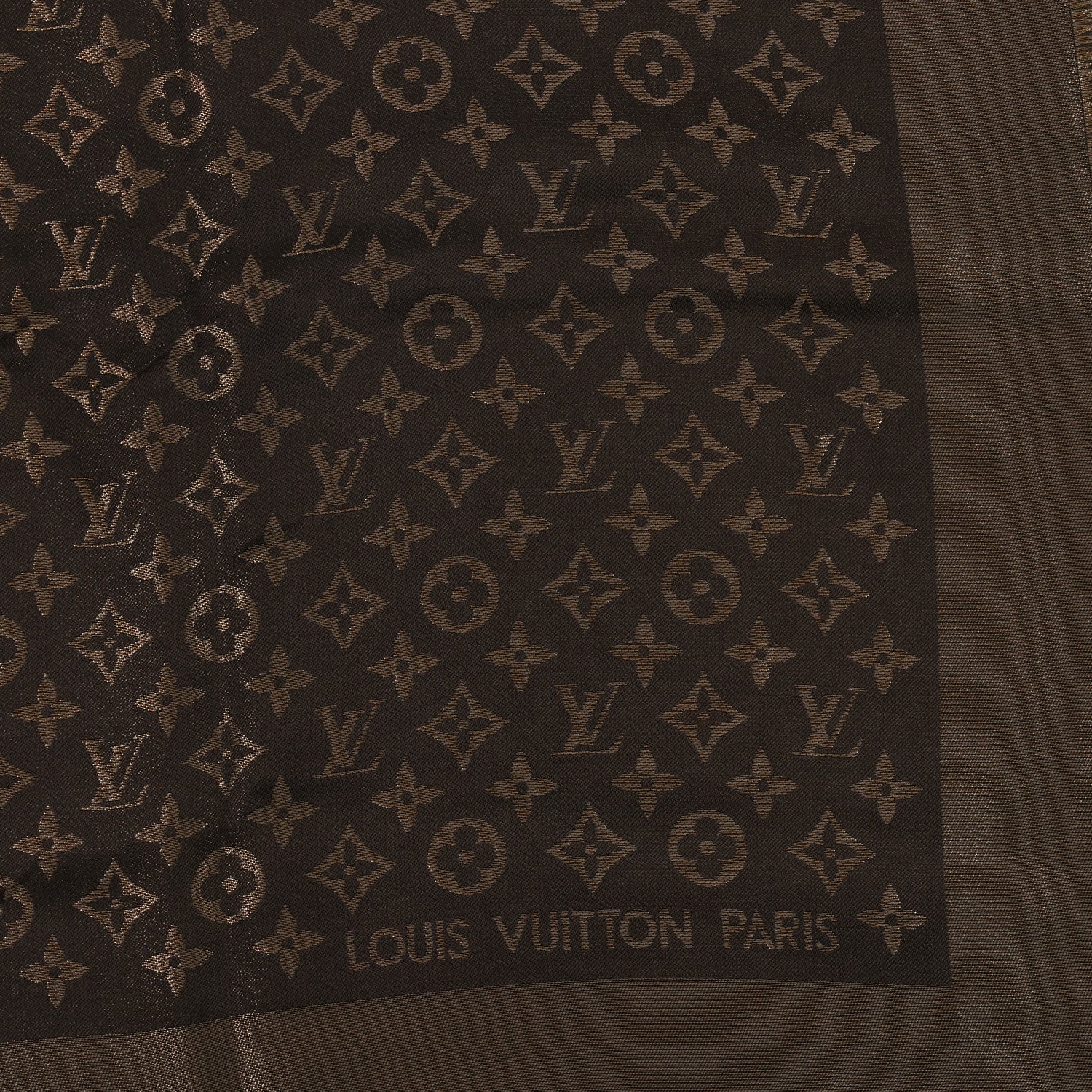 Louis Vuitton Silk Lurex Wool Monogram Shine Shawl Brown 2 of 3