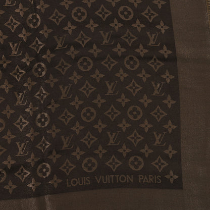 Louis Vuitton Silk Lurex Wool Monogram Shine Shawl Brown 2 of 3
