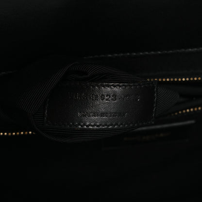 Saint Laurent Smooth Calfskin Matelasse Chevron Large Monogram Satchel Black 13 of 23