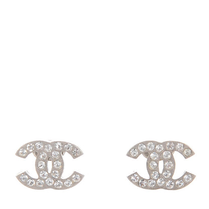 Chanel Crystal Timeless CC Earrings Silver 1 of 5