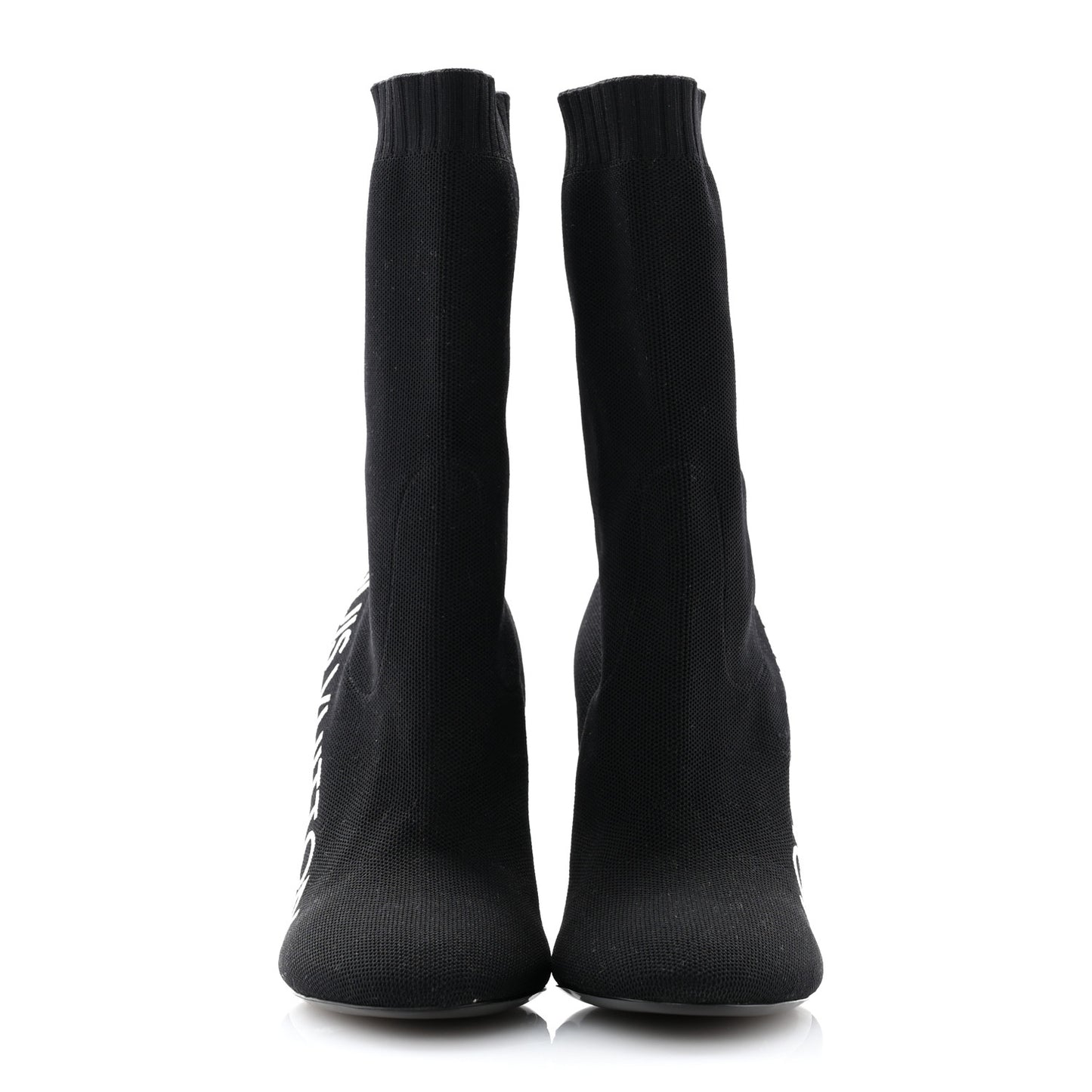 Stretch Fabric Silhouette Ankle Boots 37 Black