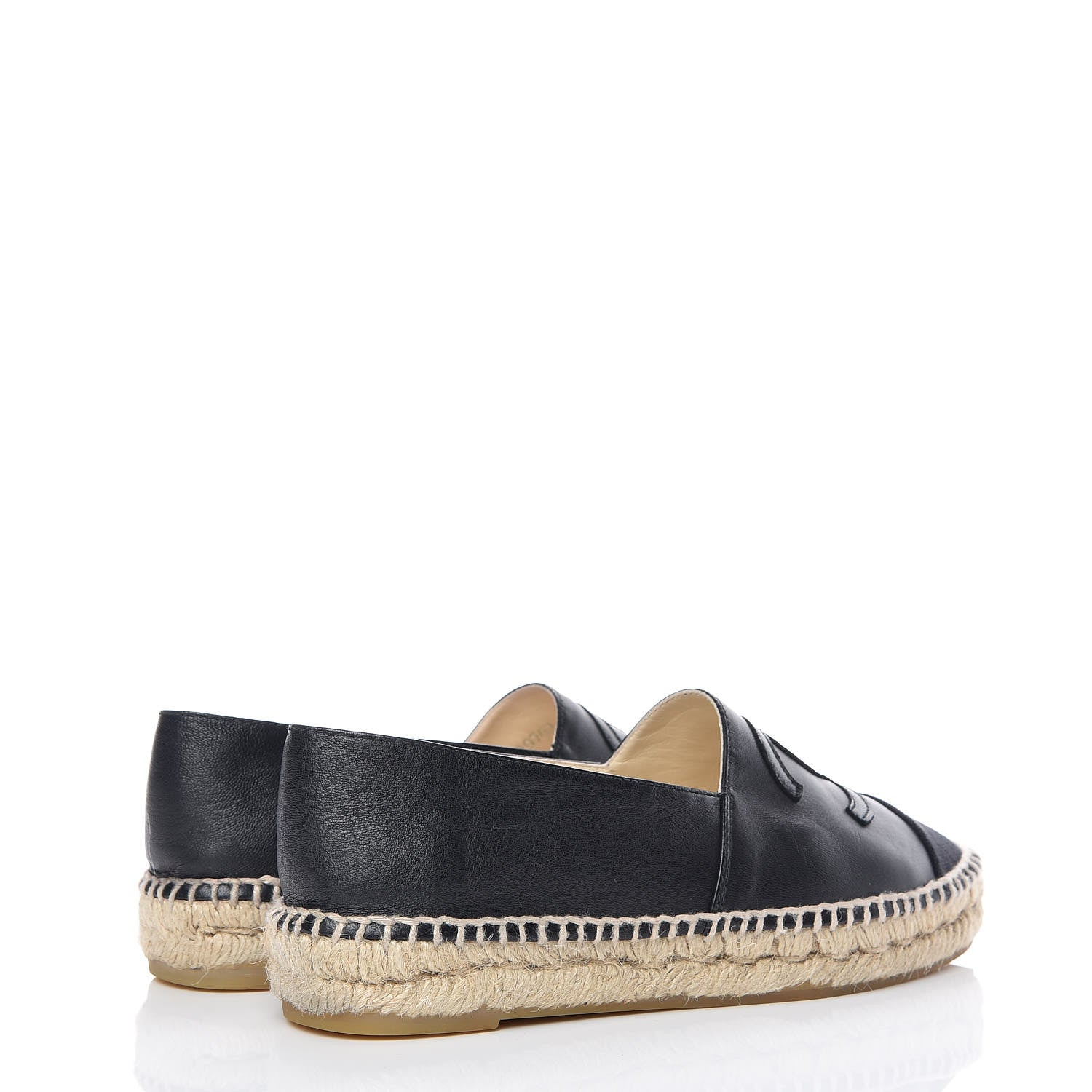 Chanel Lambskin Canvas Cap Toe CC Espadrilles 37 Black 4 of 17