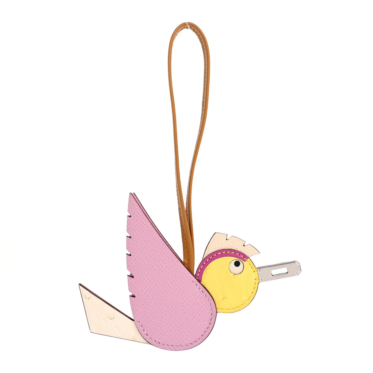 Hermes Ostrich Epsom Swift Birdy Bag Charm Mauve Sylvestre Nata Jaune Citron Magnolia Sesame 1 of 4