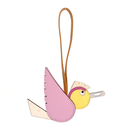 Hermes Ostrich Epsom Swift Birdy Bag Charm Mauve Sylvestre Nata Jaune Citron Magnolia Sesame 1 of 4