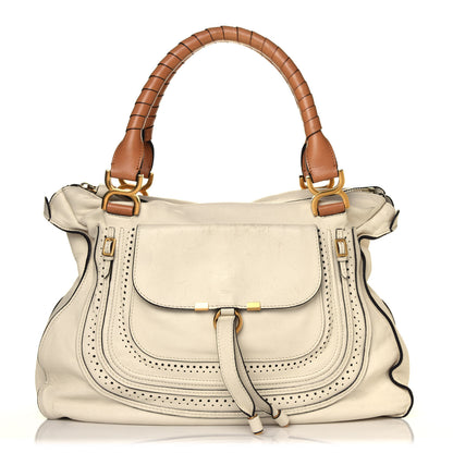 Chloe Calfskin Perforated Marcie Animation Satchel Porcelain 1 of 5