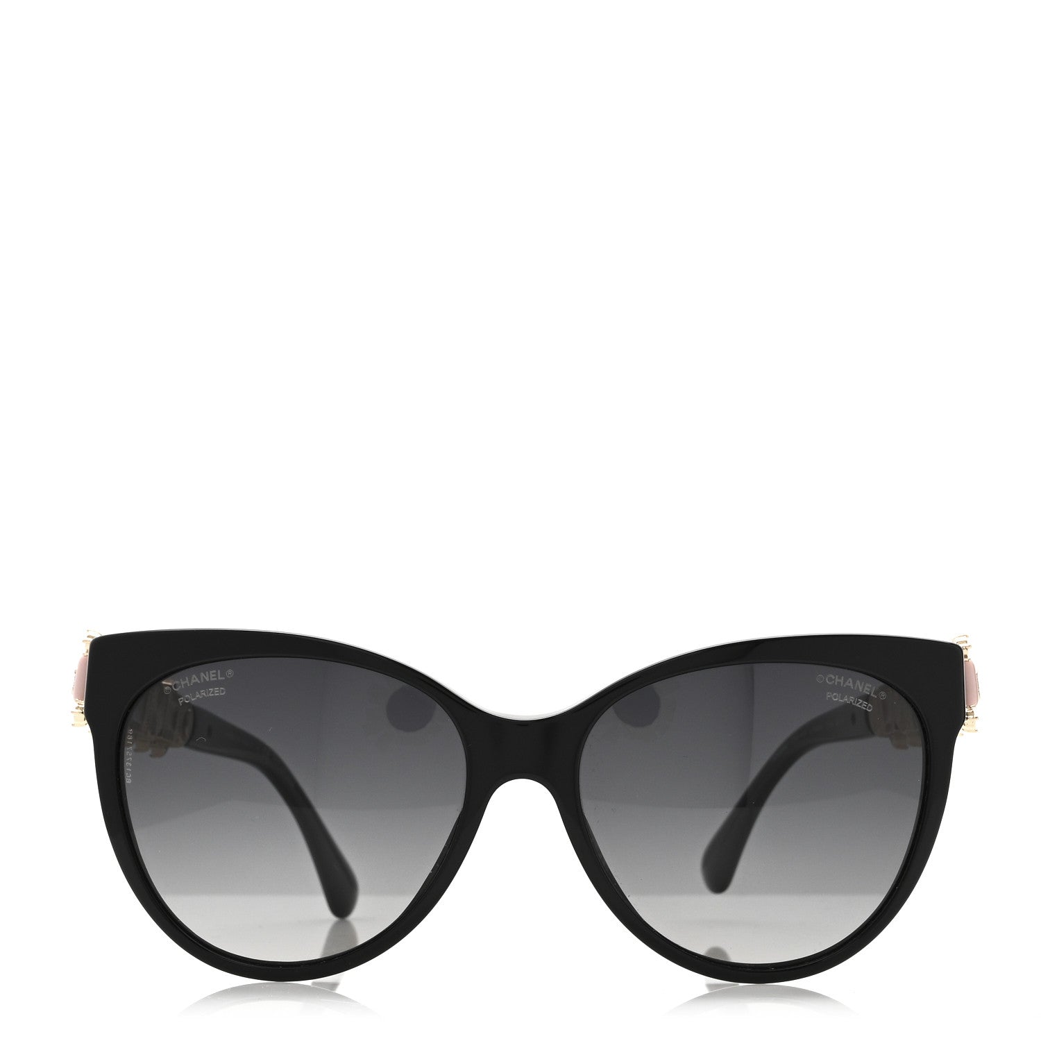 Chanel Crystal Pearl Polarized Cat Eye Sunglasses 5336-H-B Black Pink 3 of 7