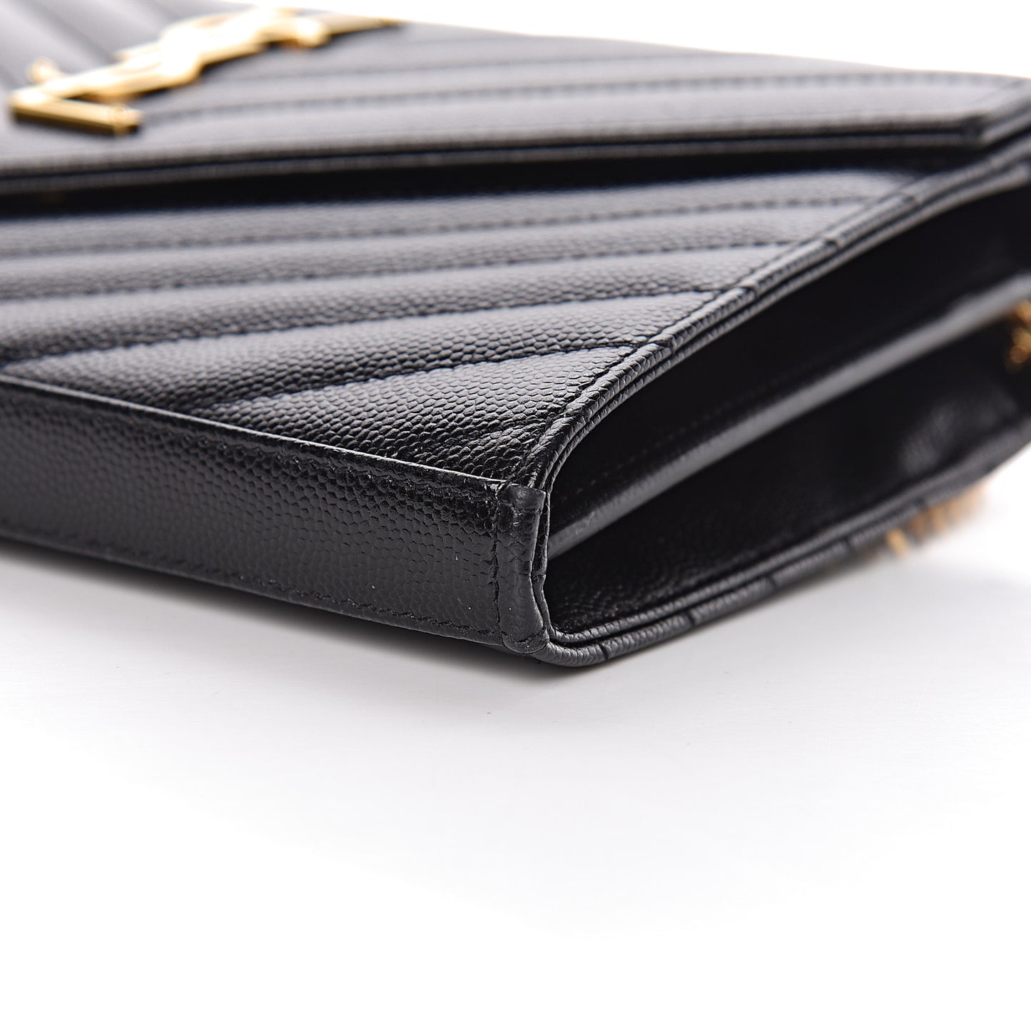 Grain De Poudre Matelasse Chevron Monogram Chain Wallet Black