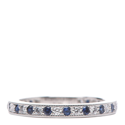 Tiffany Platinum Diamond Blue Sapphire Legacy Ring 47 4 1 of 4