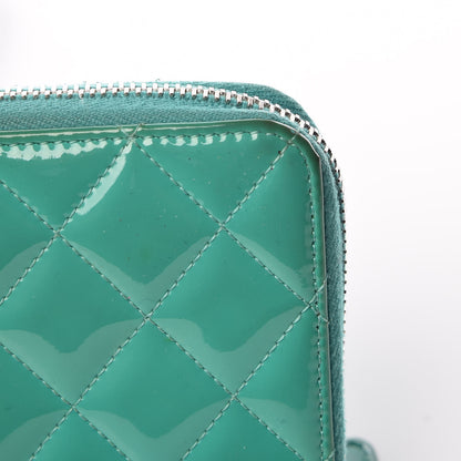 Chanel Patent Calfskin Quilted Large Gusset Zip Around Wallet Green 16 of 19