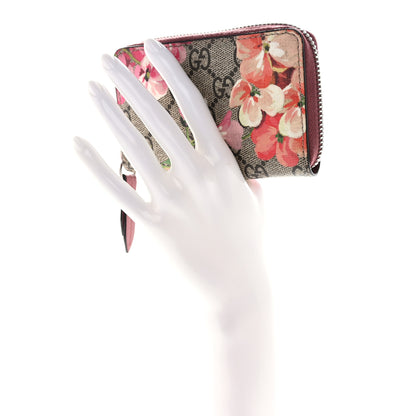 Gucci GG Supreme Monogram Blooms Zip Around Card Case Wallet Beige Multicolor Dry Rose 2 of 7
