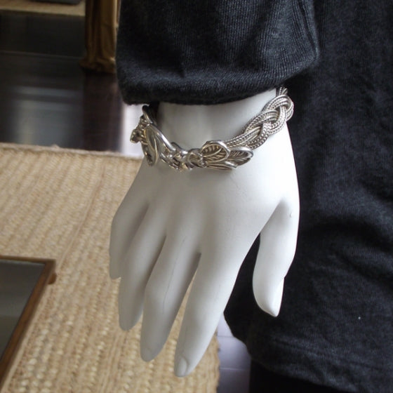 Hermes Sterling Silver Braided Hands Bracelet 2 of 4