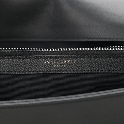 Saint Laurent Grain De Poudre Medium West Hollywood Monogram Fold-Over Black 7 of 9